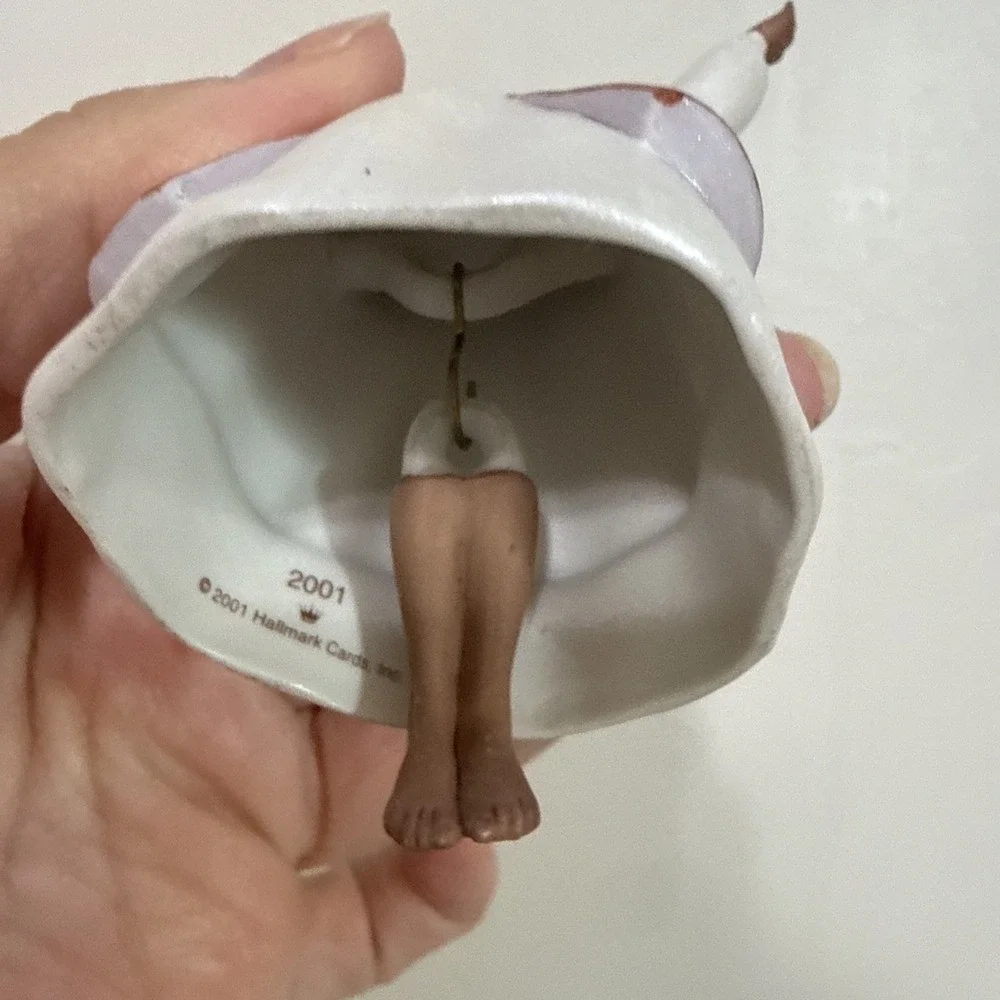Vintage 2001 Hallmark Keepsake Graceful Black Angel Bell Porcelain Ornament